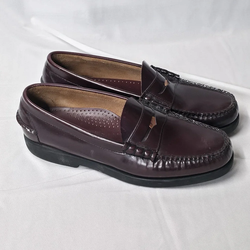 LL Bean Penny Loafers Mens 11.5 D Burgundy Leather Slip On 250943 Classic Preppy